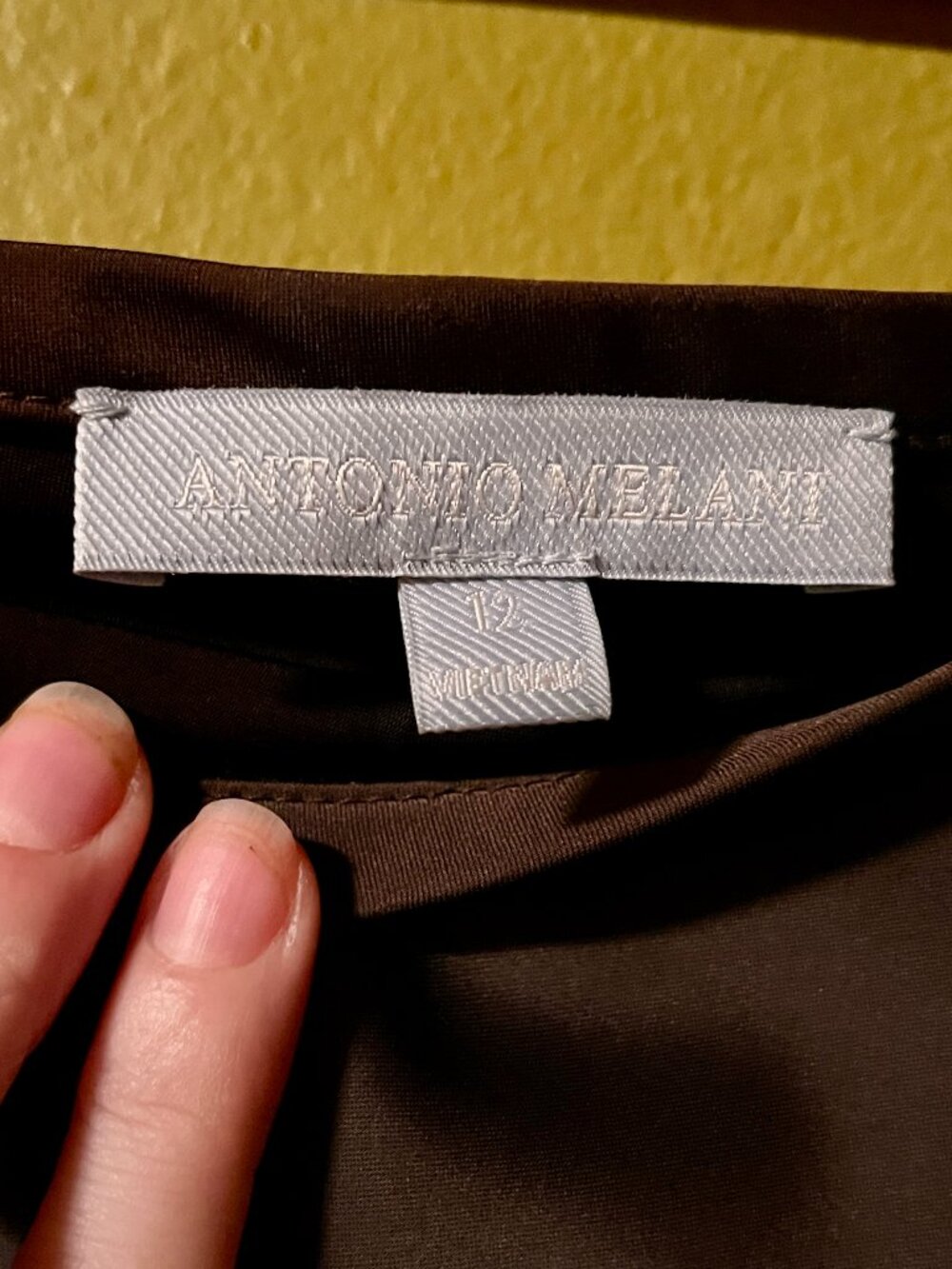 Antonio Melani Espresso Brown Satin Slip Skirt Bias Cut Midi Size 12 - Picture 5 of 5